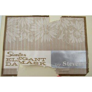 Vintage Simtex Elegant Damask Cloth Napkin Set of 12 (66x108) White Cotton Blend